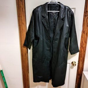 Vintage 90s PELLE New York Milano Genuine Leather Long Coat Size M